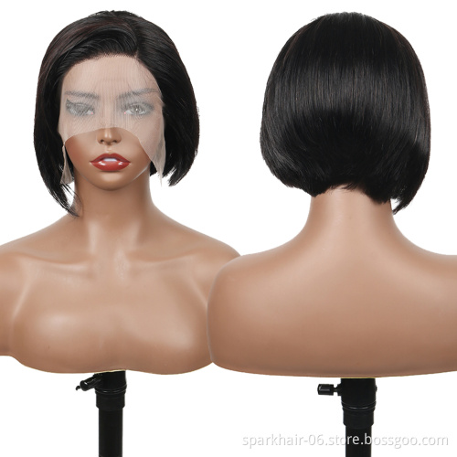 Perruque Pixie Cut Wig Human Hair Curly Bob Short Pixie Cut Lace Wig Bleached Knots Lace Frontal 13x4 Pixie Wig With Baby Hair
